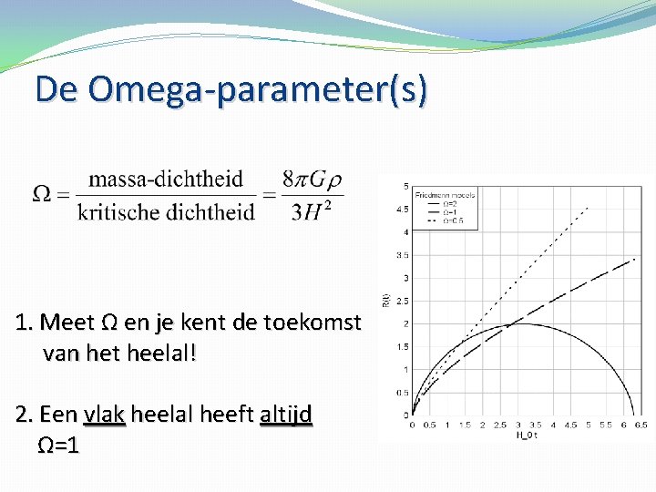 De Omega-parameter(s) 1. Meet Ω en je kent de toekomst van het heelal! 2.