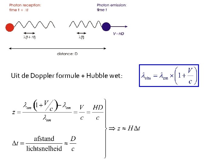 Uit de Doppler formule + Hubble wet: 