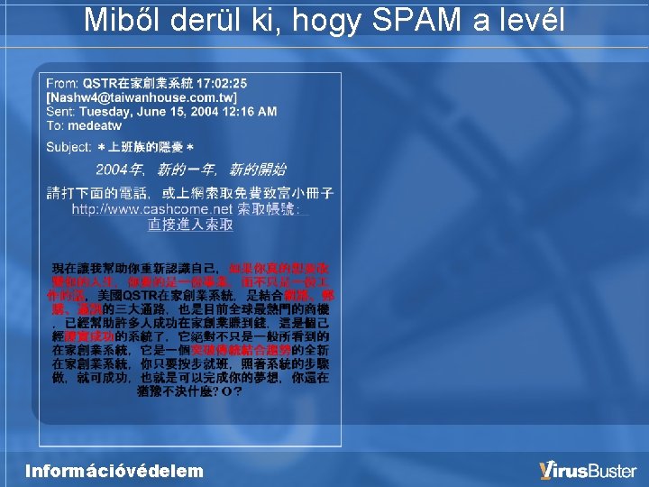 Miből derül ki, hogy SPAM a levél Információvédelem 