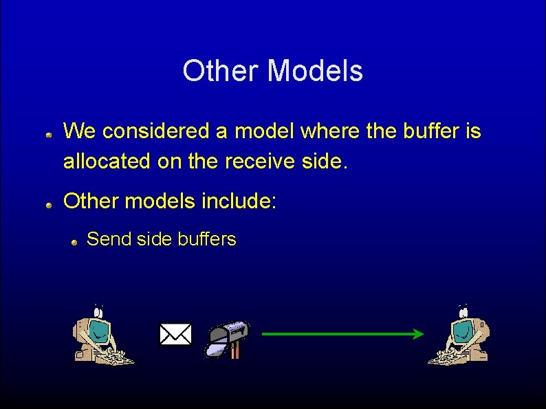 Other Models We considered a model where the buffer is allocated on the receive