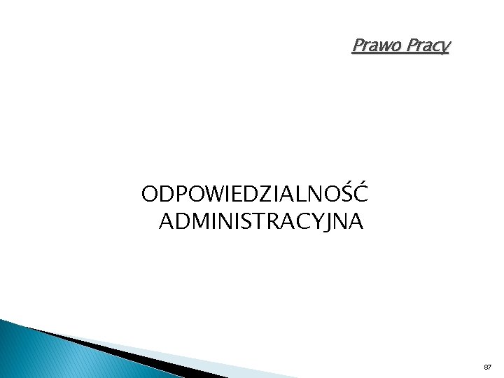 Prawo Pracy ODPOWIEDZIALNOŚĆ ADMINISTRACYJNA 87 