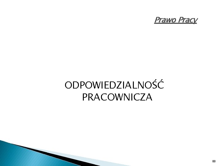 Prawo Pracy ODPOWIEDZIALNOŚĆ PRACOWNICZA 88 