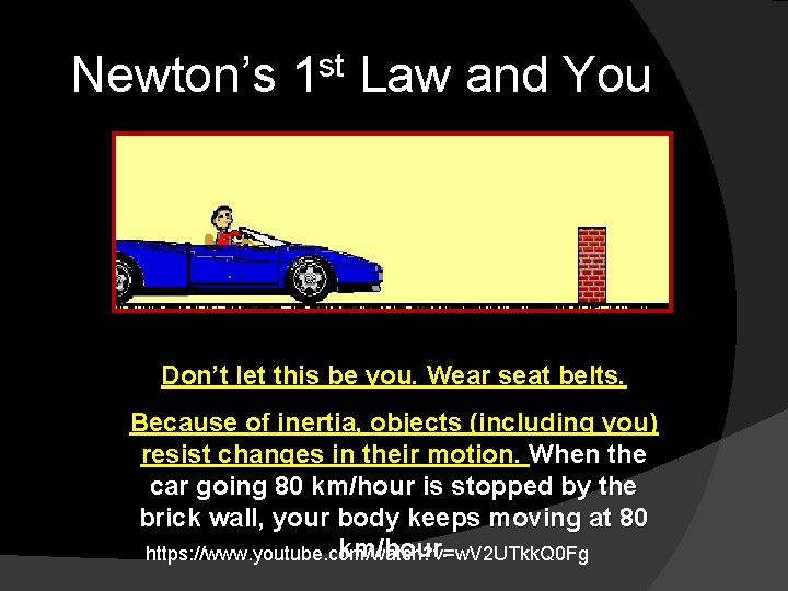 Newton’s 1 st Law and You Don’t let this be you. Wear seat belts.