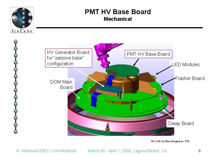 PMT HV Base Board Mechanical HV Generator Board for “passive base” configuration PMT HV