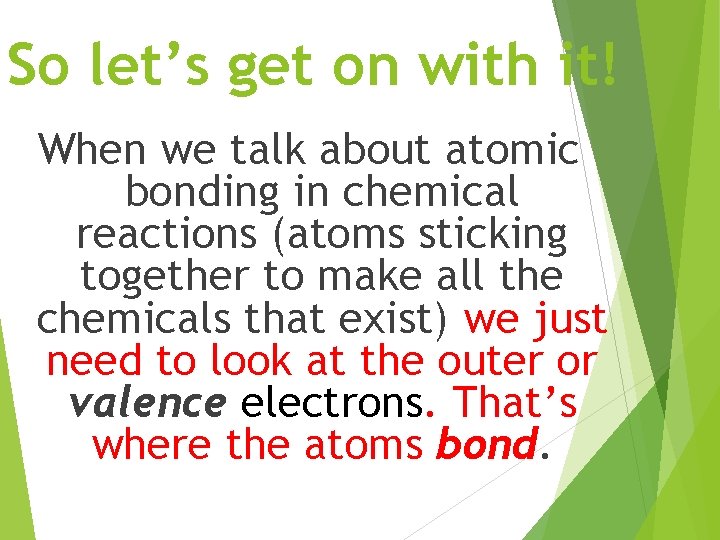 So let’s get on with it! When we talk about atomic bonding in chemical