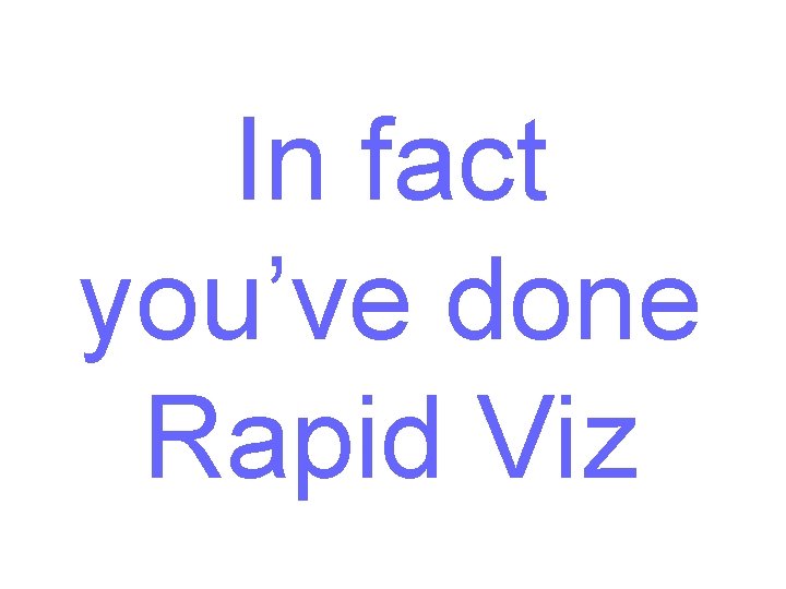 In fact you’ve done Rapid Viz 