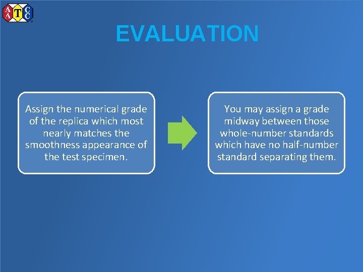 EVALUATION Assign the numerical grade of the replica which most nearly matches the smoothness