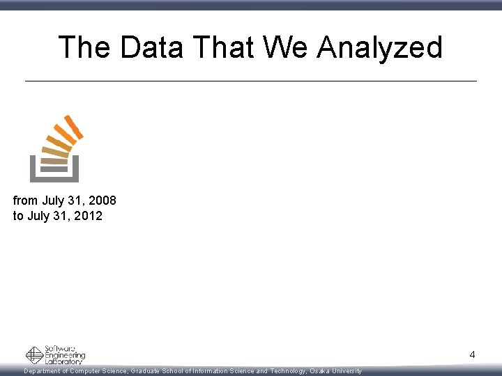 The Data That We Analyzed from July 31, 2008 to July 31, 2012 4
