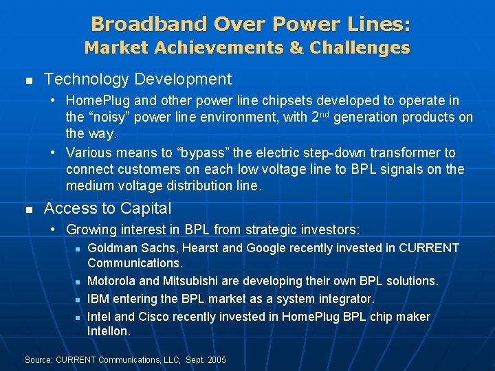 Broadband Over Power Lines: Market Achievements & Challenges n Technology Development • Home. Plug