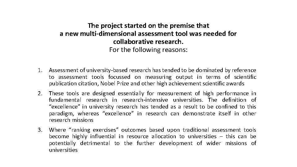 Being a Local University Towards New Assessment Tools