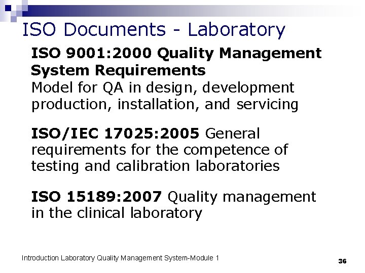 ISO Documents - Laboratory ISO 9001: 2000 Quality Management System Requirements Model for QA
