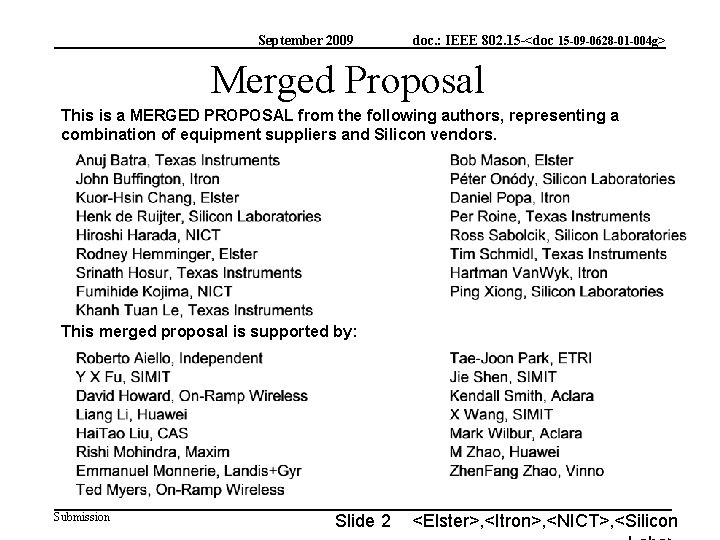 September 2009 doc. : IEEE 802. 15 -<doc 15 -09 -0628 -01 -004 g>