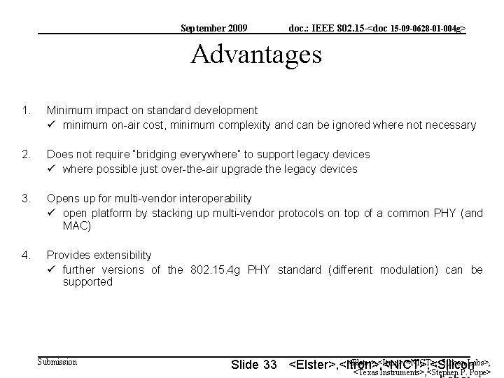 September 2009 doc. : IEEE 802. 15 -<doc 15 -09 -0628 -01 -004 g>