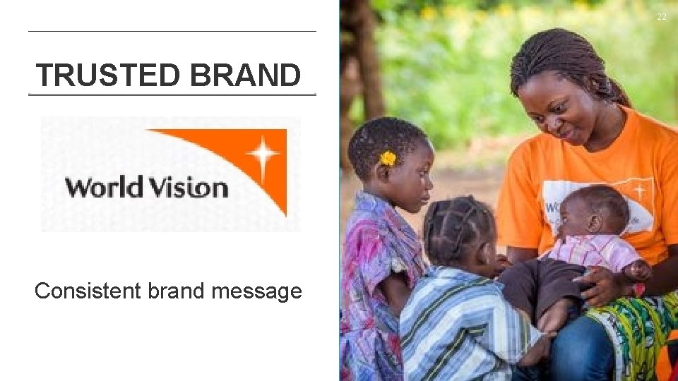 22 TRUSTED BRAND Consistent brand message 