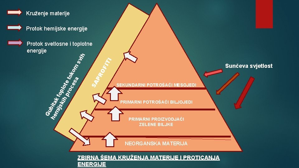 Kruženje materije Protok hemijske energije IT I OF Sunčeva svjetlost PR SA Gu he