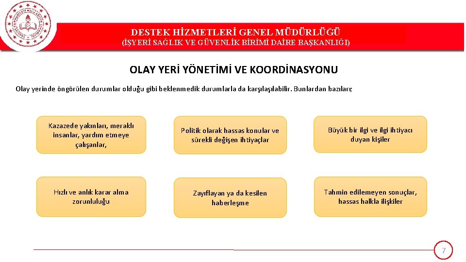 DESTEK HİZMETLERİ GENEL MÜDÜRLÜĞÜ DESTEK(İŞYERİ HİZMETLERİ GENEL MÜDÜRLÜĞÜ SAĞLIK VE GÜVENLİK BİRİMİ DAİRE BAŞKANLIĞI)