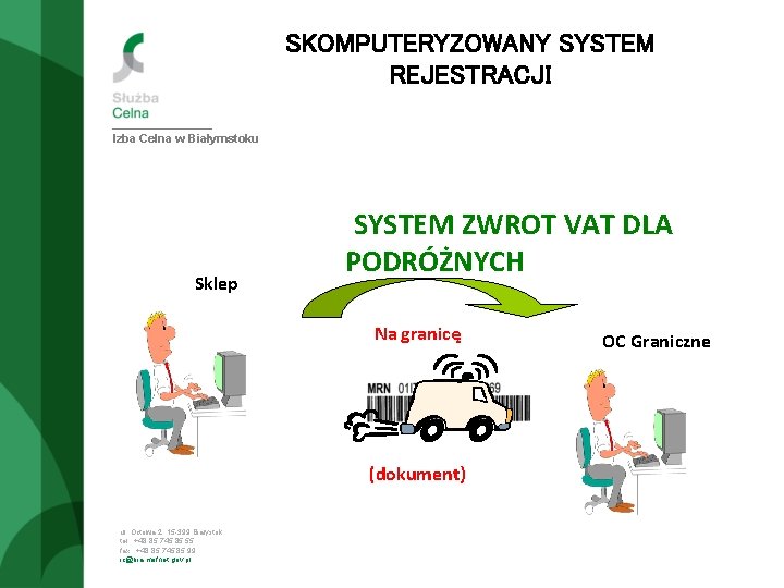 SKOMPUTERYZOWANY SYSTEM REJESTRACJI Izba Celna w Białymstoku Sklep SYSTEM ZWROT VAT DLA PODRÓŻNYCH Na