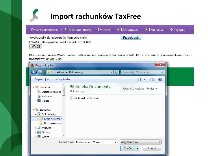 Import rachunków Tax. Free 