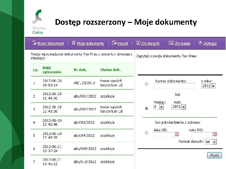 Dostęp rozszerzony – Moje dokumenty 