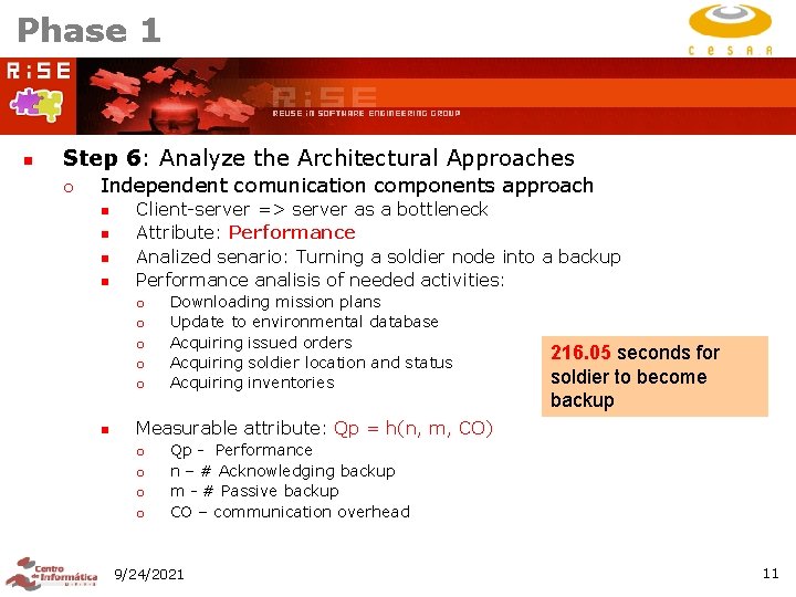 Phase 1 n Step 6: Analyze the Architectural Approaches ¡ Independent comunication components approach