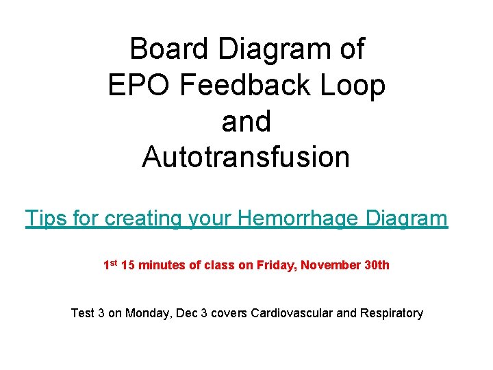Board Diagram of EPO Feedback Loop and Autotransfusion Tips for creating your Hemorrhage Diagram