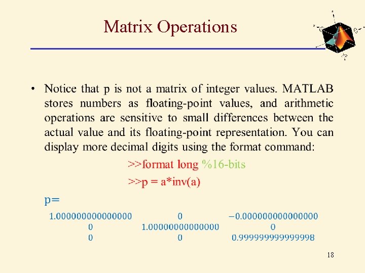 Matrix Operations • 18 Matrix Operations • 18