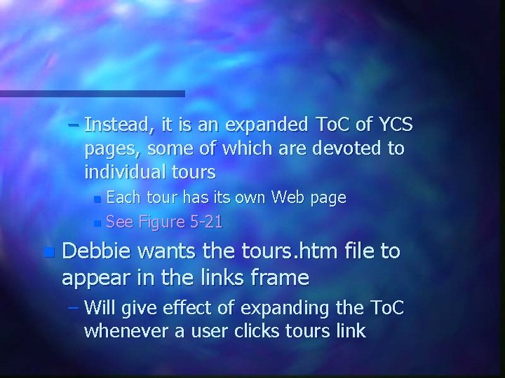 – Instead, it is an expanded To. C of YCS pages, some of which – Instead, it is an expanded To. C of YCS pages, some of which