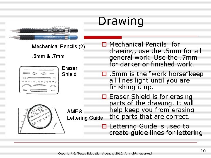 Drawing Mechanical Pencils (2). 5 mm &. 7 mm Eraser Shield o Mechanical Pencils: