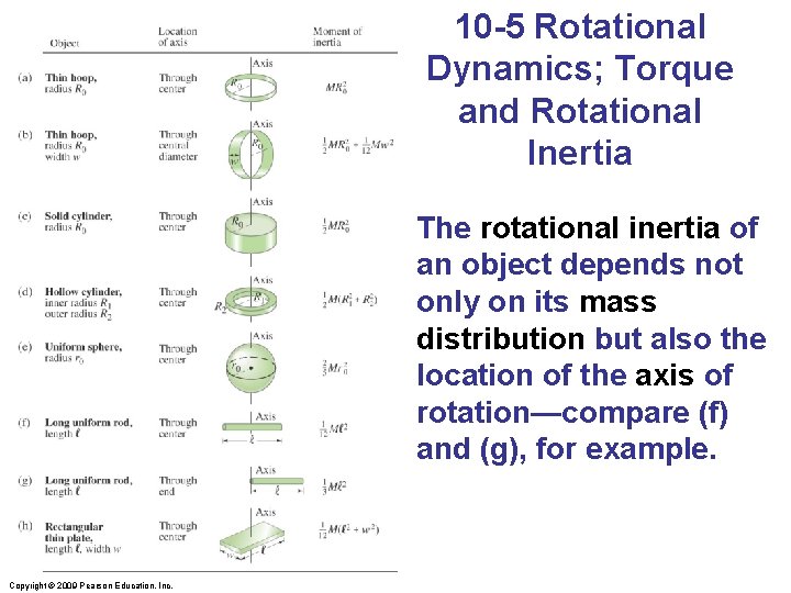 10 -5 Rotational Dynamics; Torque and Rotational Inertia The rotational inertia of an object