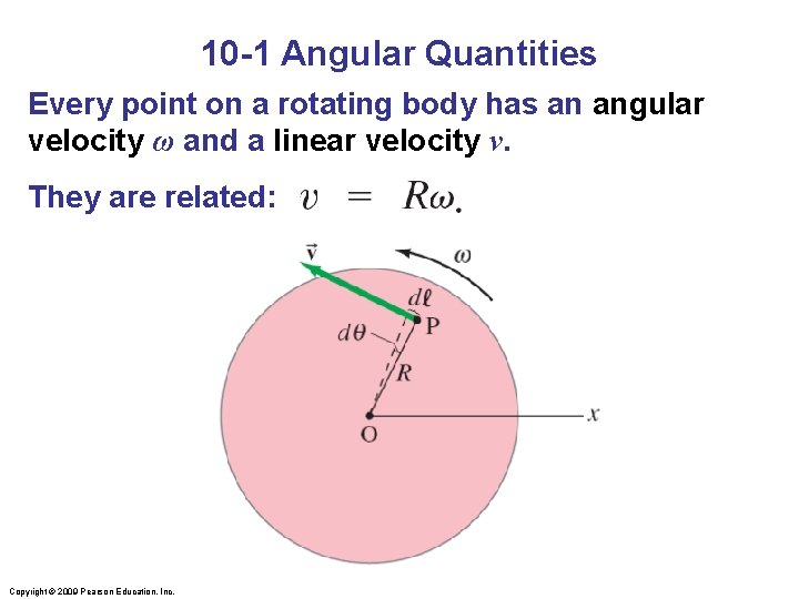10 -1 Angular Quantities Every point on a rotating body has an angular velocity 10 -1 Angular Quantities Every point on a rotating body has an angular velocity