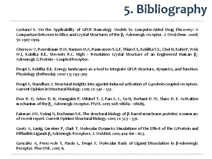 5. Bibliography Costanzi S. On the Applicability of GPCR Homology Models to Computer-Aided Drug