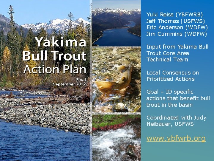 Yuki Reiss (YBFWRB) Jeff Thomas (USFWS) Eric Anderson (WDFW) Jim Cummins (WDFW) Input from