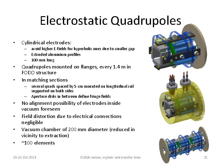 Electrostatic Quadrupoles • Cylindrical electrodes: – avoid higher E-fields for hyperbolic ones due to
