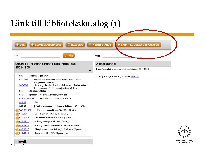 Länk till bibliotekskatalog (1) 2015 -10 -26 Sidnummer 21 