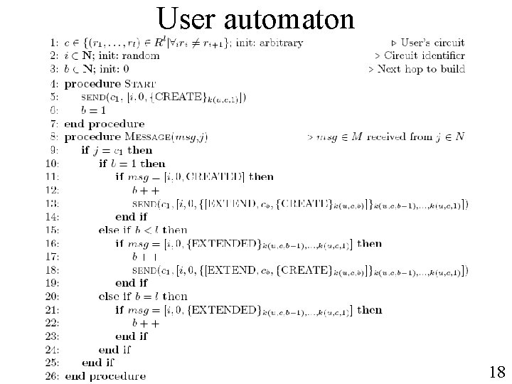User automaton 18 