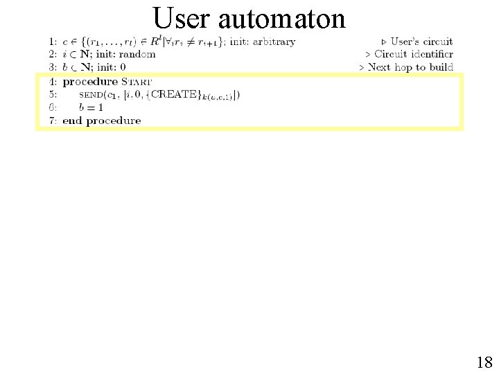 User automaton 18 