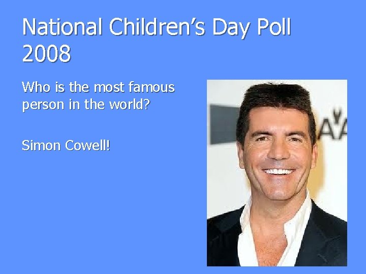 National Children’s Day Poll 2008 Who is the most famous person in the world?