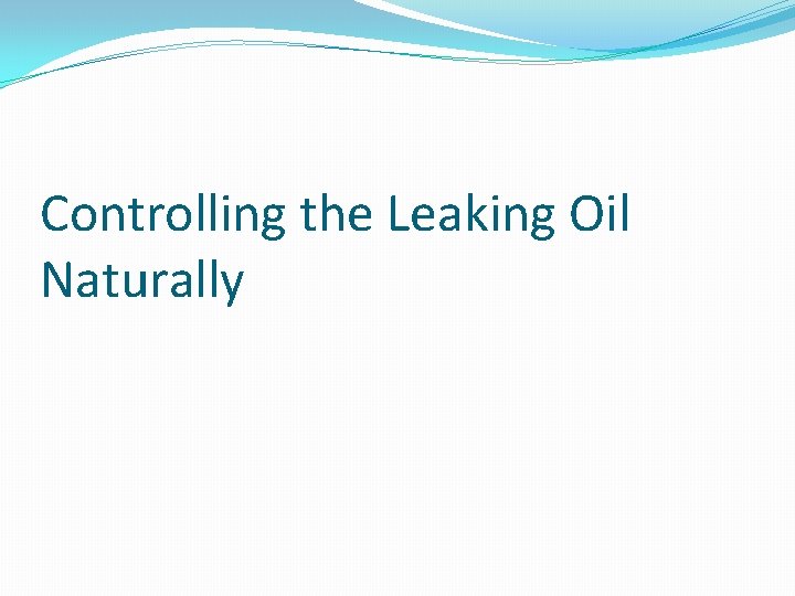Controlling the Leaking Oil Naturally 