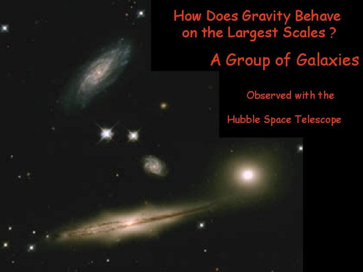 How Does Gravity Behave on the Largest Scales ? A Group of Galaxies Observed