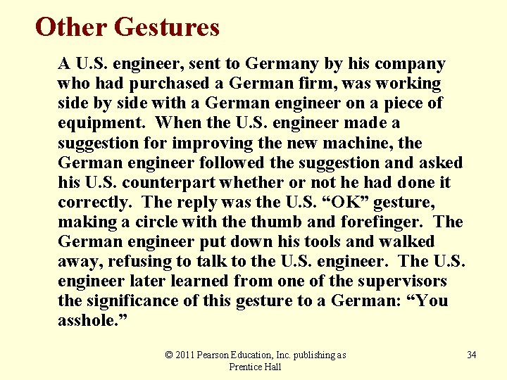 Other Gestures A U. S. engineer, sent to Germany by his company who had