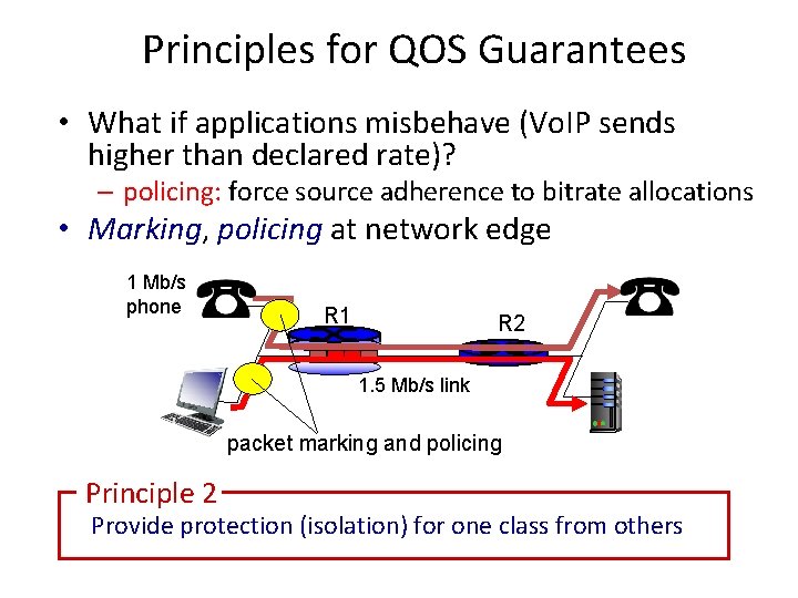 Principles for QOS Guarantees • What if applications misbehave (Vo. IP sends higher than