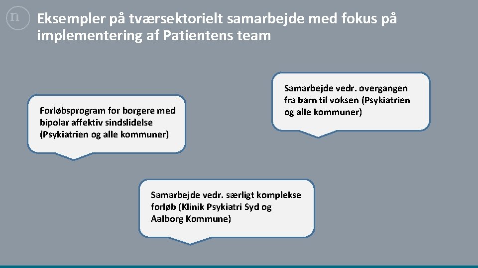 Eksempler på tværsektorielt samarbejde med fokus på implementering af Patientens team Forløbsprogram for borgere