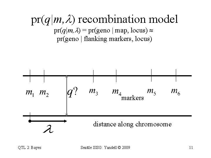 pr(q|m, ) recombination model pr(q|m, ) = pr(geno | map, locus) pr(geno | flanking