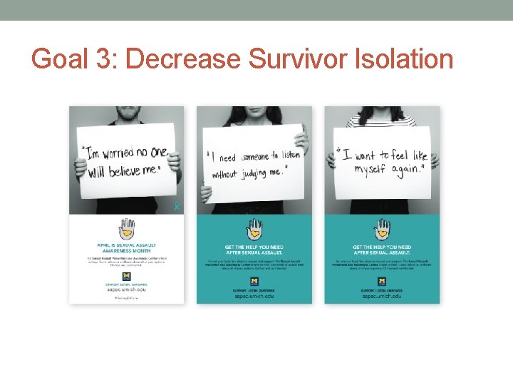 Goal 3: Decrease Survivor Isolation 