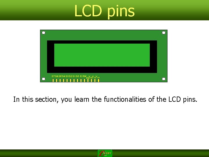 LCD pins D 7 D 6 D 5 D 4 D 3 D 2