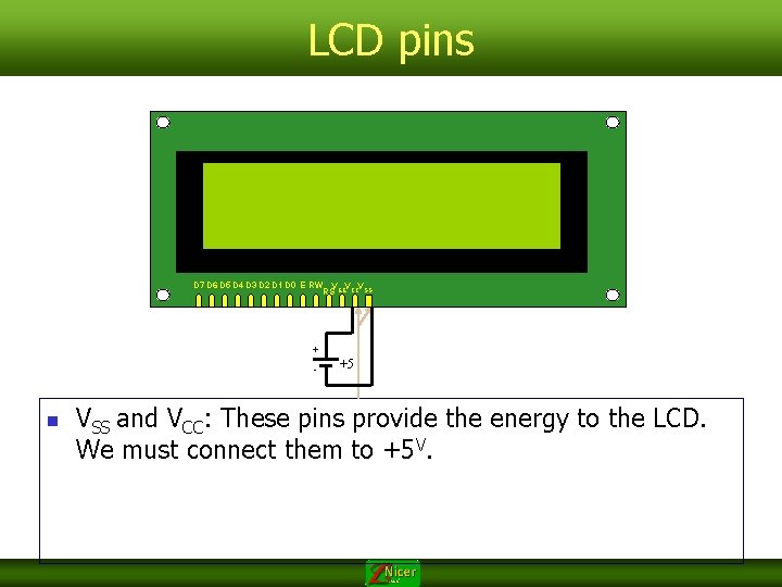 LCD pins D 7 D 6 D 5 D 4 D 3 D 2