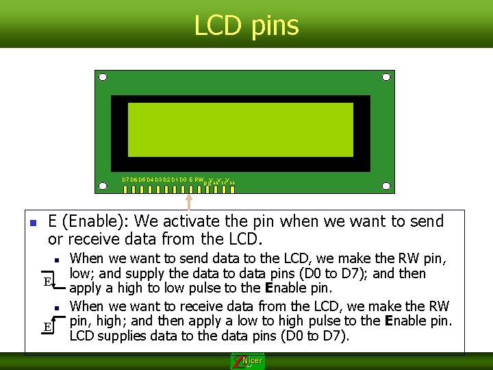 LCD pins D 7 D 6 D 5 D 4 D 3 D 2