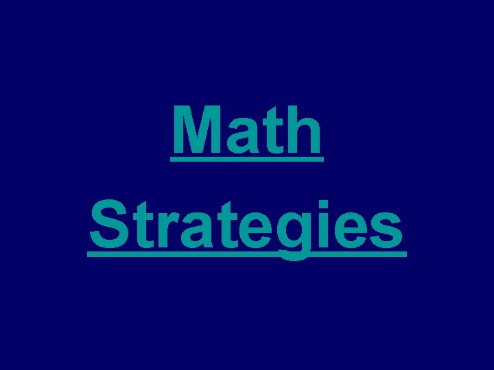 Math Strategies 