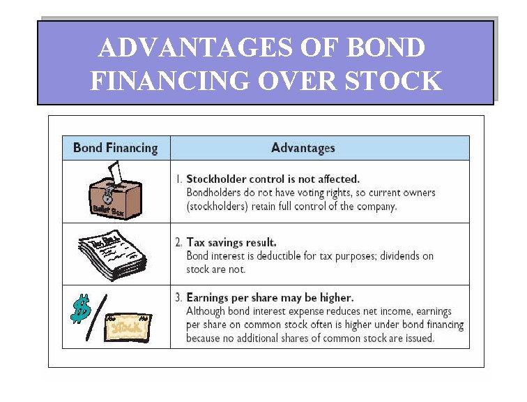 ADVANTAGES OF BOND FINANCING OVER STOCK 