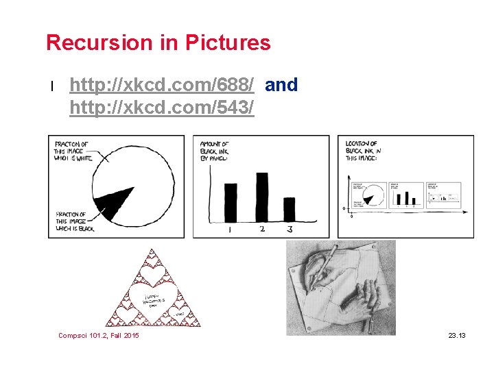 Recursion in Pictures l http: //xkcd. com/688/ and http: //xkcd. com/543/ Compsci 101. 2,